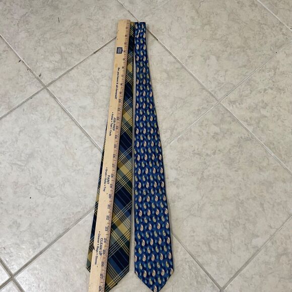 Lands' End Men's Silk paisley /silk wool plaid Ties Lot Of 2 Handsewn in USA - Picture 9 of 15